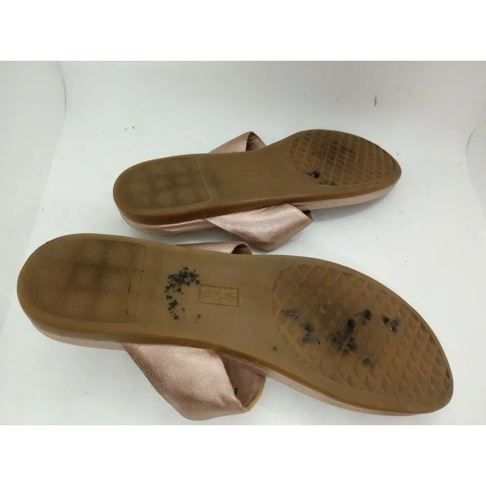 Aerosoles Sandals Vegan T-Strap Thong Flat Sz 7.5 Copper Disco Night